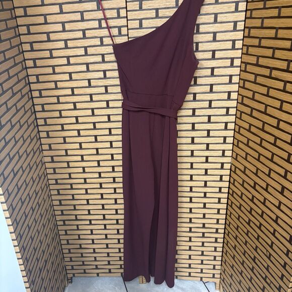 Antonio Melani Burgundy One Shoulder Jumpsuit Size 6 - Picture 2 of 10